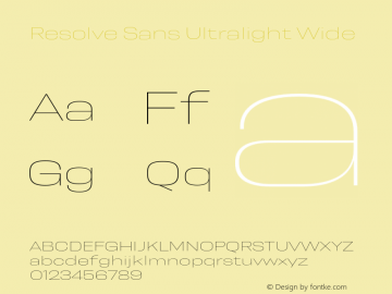 Resolve Sans Ultralight Wide Version 1.000;hotconv 1.0.109;makeotfexe 2.5.65596 Font Sample