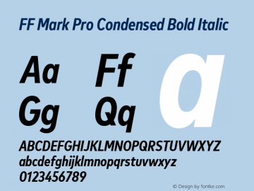 FF Mark Pro Condensed Bold Italic 7.504 Font Sample