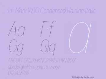 FF Mark W1G Condensed Hairline Italic 1.00, build 9, g2.6.4 b1272, s3图片样张