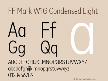 FF Mark W1G Condensed Light 1.00, build 9, g2.6.4 b1272, s3 Font Sample