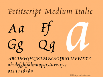 Petitscript Medium Italic 1.0 23-02-2002图片样张