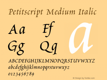 Petitscript Medium Italic 1.0 23-02-2002图片样张