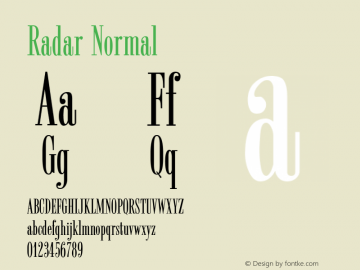 Radar Normal 1.0 Tue Oct 19 17:40:10 1993 Font Sample