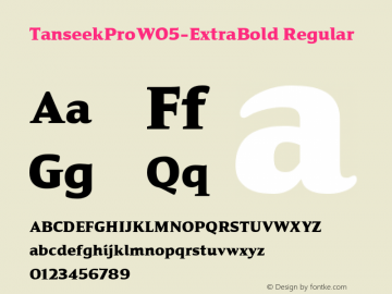 Tanseek Pro W05 Extra Bold Version 1.00 Font Sample