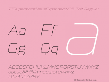 TTSupermolotNeueExpandedW05ThIt Version 1.00 Font Sample