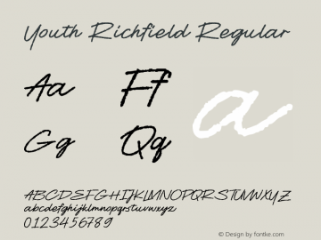 Youth Richfield Version 1.00;February 11, 2021;FontCreator 12.0.0.2565 64-bit图片样张