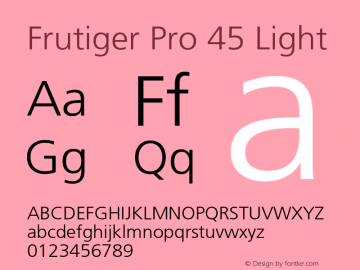 Frutiger Pro 45 Light 1.02 Font Sample