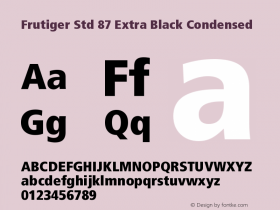 Frutiger Std 87 Extra Black Condensed 2.000 Build 1000 Font Sample