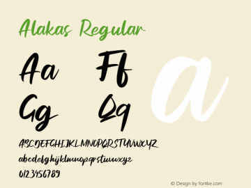 Alakas Version 1.000 Font Sample