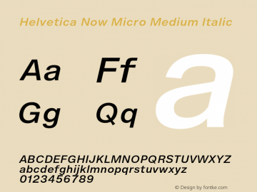 Helvetica Now Micro Md It Version 1.001, build 8, s3 Font Sample