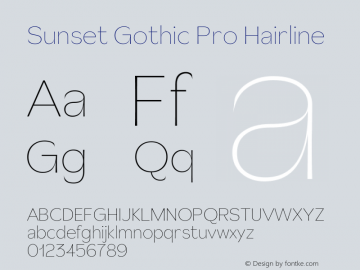 Sunset Gothic Pro Hairline Version 1.001图片样张