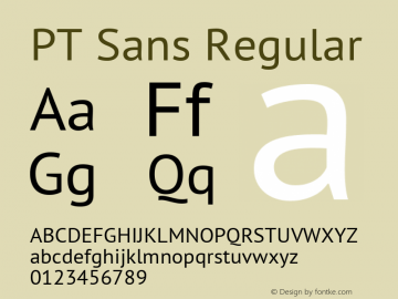 PT Sans Version 2.002 Font Sample