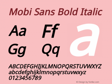 Mobi Sans Bold Italic Version 2.30 Font Sample