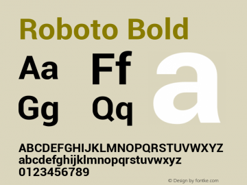 Roboto Bold Version 1.00000; 2011 Font Sample