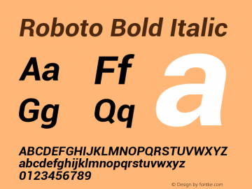 Roboto Bold Italic Version 1.00000; 2011图片样张
