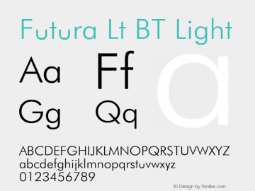 Futura Lt BT Light mfgpctt-v4.4 Dec 29 1998 Font Sample