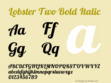 LobsterTwo-BoldItalic Version 1.006 Font Sample