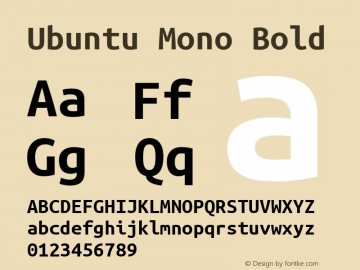 Ubuntu Mono Bold Version 0.80 Font Sample