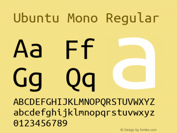 Ubuntu Mono Regular Version 0.80 Font Sample