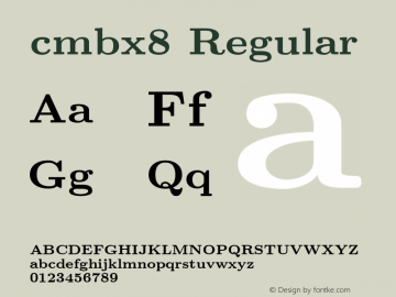 cmbx8 Regular 1.1/12-Nov-94 Font Sample