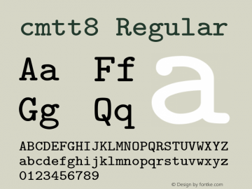 cmtt8 Regular 1.1/12-Nov-94 Font Sample