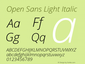 Open Sans Light Italic Version 1.10图片样张