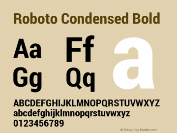 Roboto Condensed Bold Version 1.100140; 2013 Font Sample