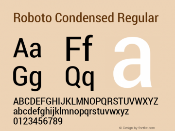 Roboto Condensed Regular Version 1.100140; 2013 Font Sample