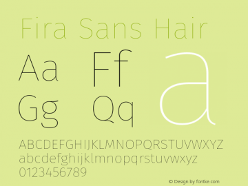 Fira Sans Hair Version 4.004 Font Sample