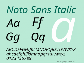 Noto Sans Italic Version 1.04 Font Sample