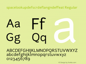 spacelookupdefscrdeflangndeffeat 1.000 Font Sample