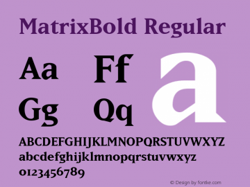 MatrixBold Macromedia Fontographer 4.1 12/21/96 Font Sample