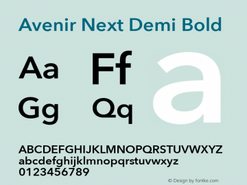 Avenir Next Demi Bold 8.0d5e6 Font Sample