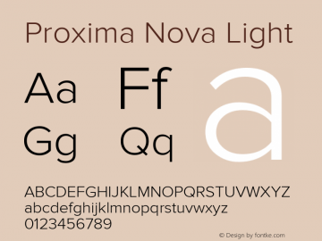 ProximaNova-Light Version 2.003 Font Sample