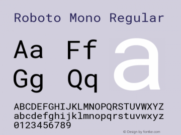Roboto Mono Version 2.000985; 2015; ttfautohint (v1.3)图片样张