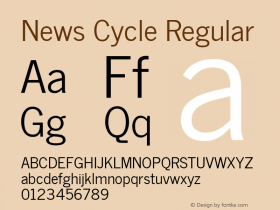 News Cycle Regular Version 0.4 Font Sample