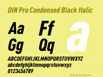 DIN Pro Condensed Black Italic Version 7.504; 2009; Build 1020图片样张