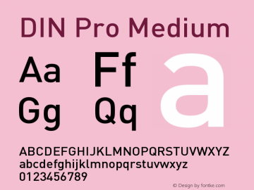 DIN Pro Medium Version 7.504; 2005; Build 1020 Font Sample