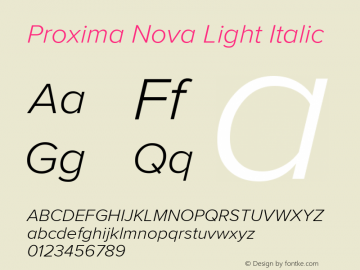 ProximaNova-LightItalic Version 3.005;com.myfonts.easy.marksimonson.proxima-nova.light-it.wfkit2.version.4Ep9 Font Sample