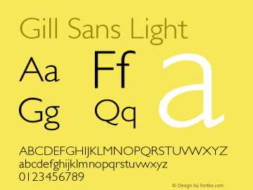 GillSans-Light Version 1.038;PS 001.001;Core 1.0.38;makeotf.lib1.6.5960 Font Sample