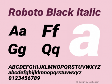 Roboto Black21382017 Italic Version 2.138; 2017 Font Sample