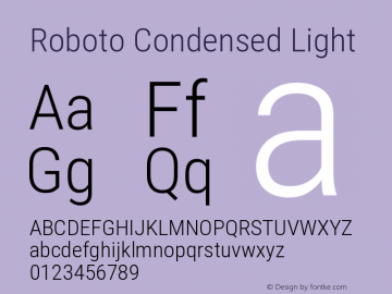 Roboto Condensed Light21382017 Regular Version 2.138; 2017图片样张