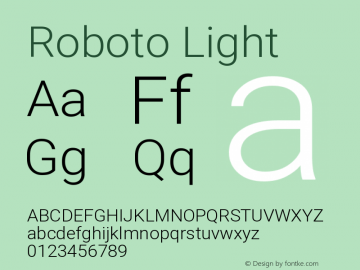 Roboto Light21382017 Regular Version 2.138; 2017 Font Sample