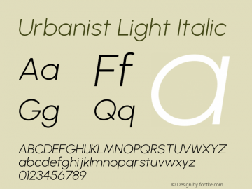 Urbanist Light Italic Version 1.100; befe77262ef67d88f1d94aa3d2e49ef1327b4483 Font Sample