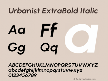 Urbanist ExtraBold Italic Version 1.2; befe77262ef67d88f1d94aa3d2e49ef1327b4483 Font Sample