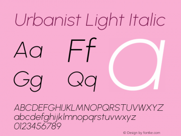 Urbanist Light Italic Version 1.2; befe77262ef67d88f1d94aa3d2e49ef1327b4483 Font Sample