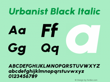 Urbanist Black Italic Version 1.2; befe77262ef67d88f1d94aa3d2e49ef1327b4483 Font Sample