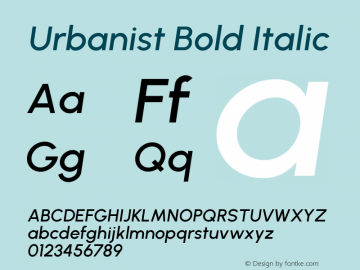 Urbanist Bold Italic Version 1.2; befe77262ef67d88f1d94aa3d2e49ef1327b4483 Font Sample