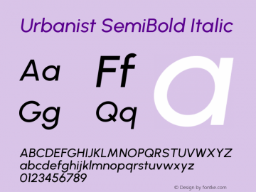 Urbanist SemiBold Italic Version 1.2; befe77262ef67d88f1d94aa3d2e49ef1327b4483 Font Sample