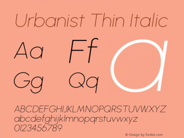 Urbanist Thin Italic Version 1.2; befe77262ef67d88f1d94aa3d2e49ef1327b4483 Font Sample